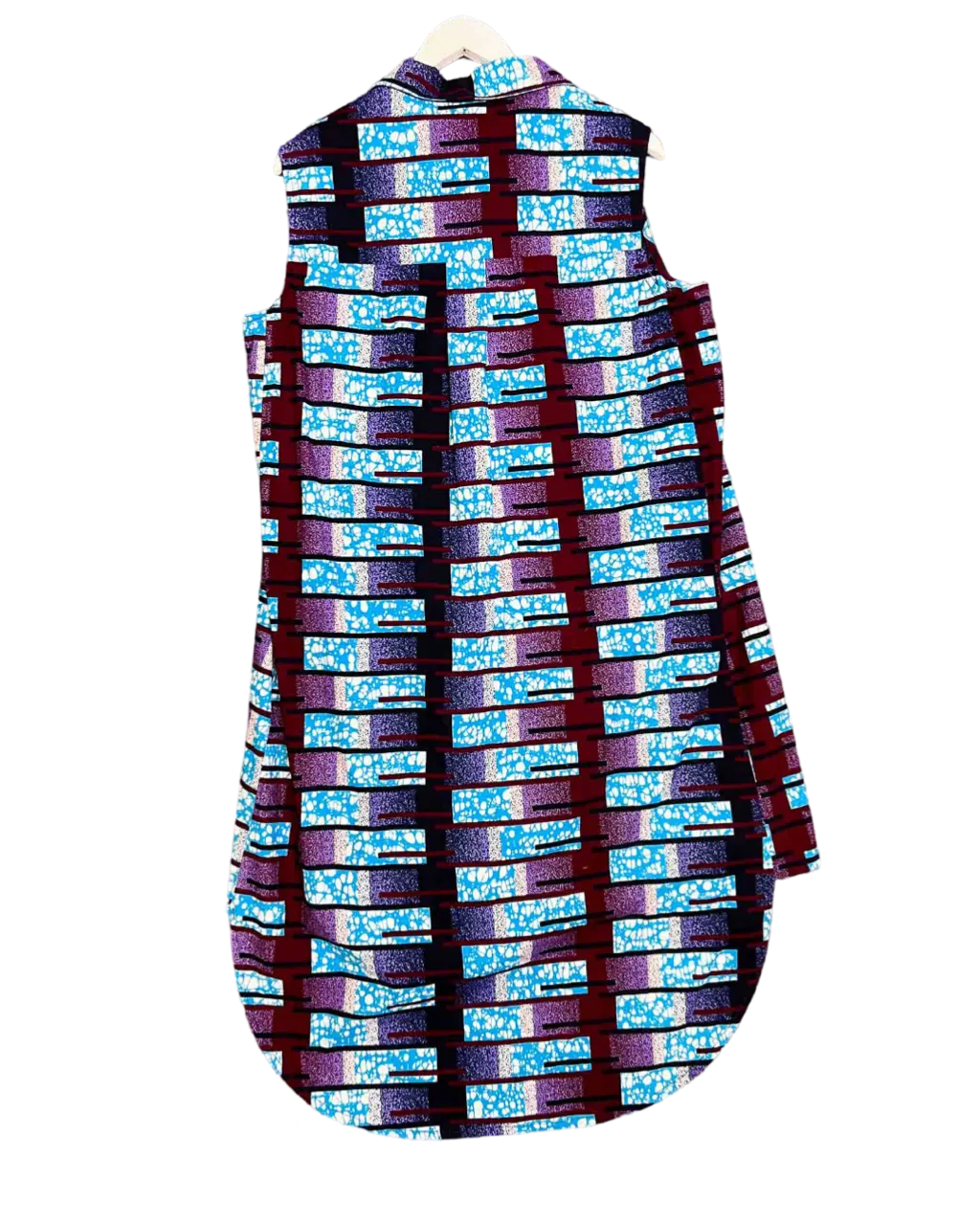 Size XL | Yevu Blue and Purple Sleeveless Midi Shirt Dress