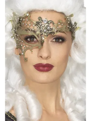 Smiffys Deluxe Metal Filigree Half Eyemask Gold (48165)