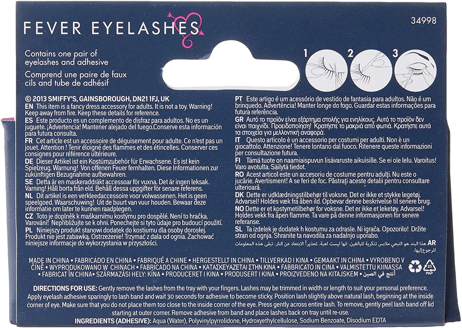Smiffys Glamorous Droplet Eyelashes with Glue (34998)