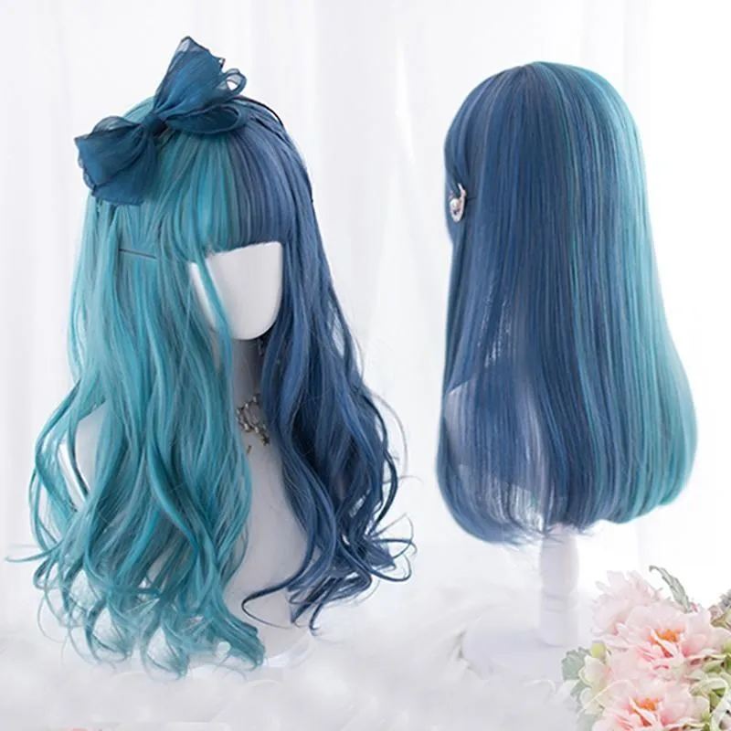 Split Blue Cosplay Wig