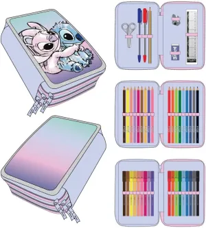 Stitch Pencil Case with Accessories - Multicoloured (12.5 X 6.5 X 19.5 Cm)