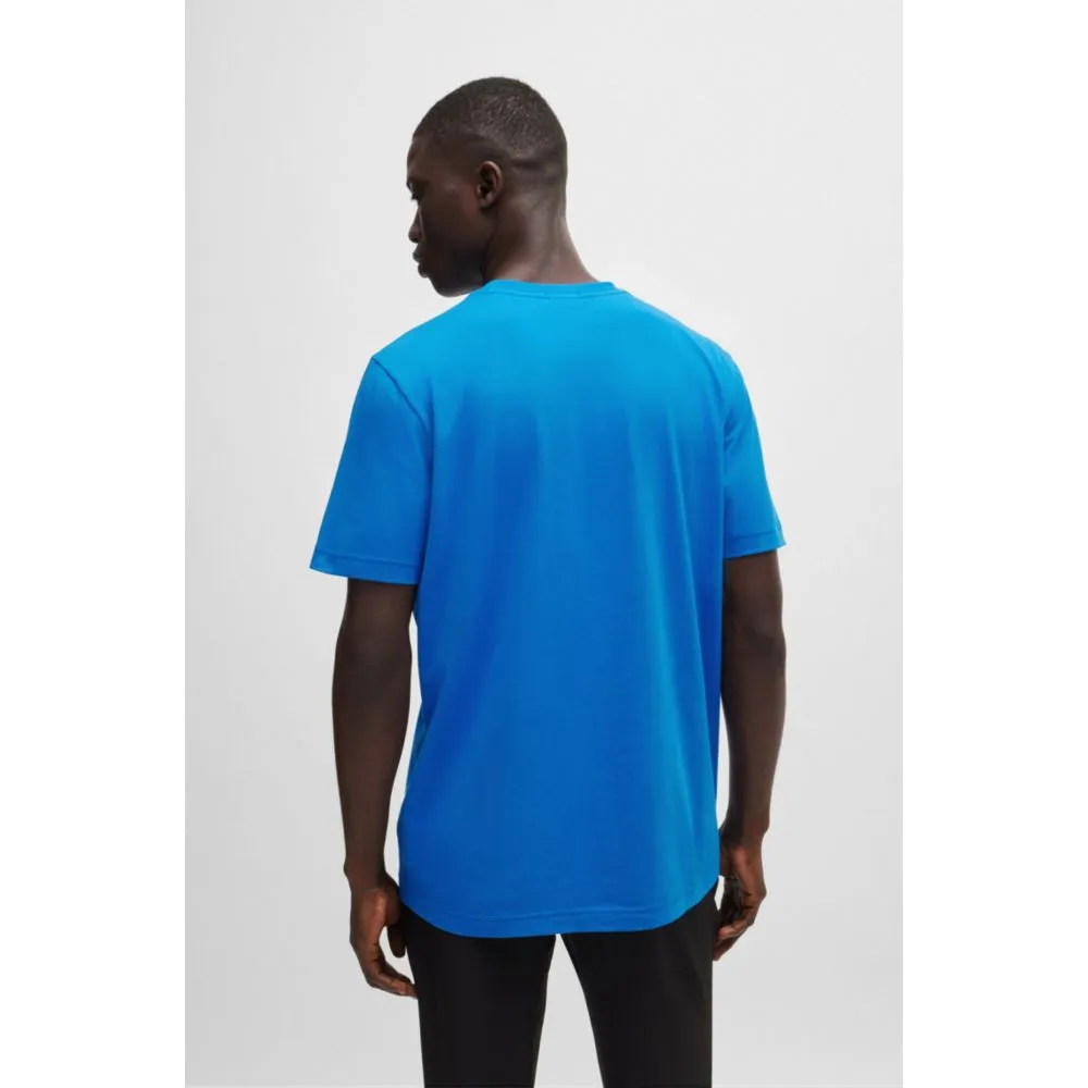 Stretch-cotton short-sleeved T-shirt with logo artwork
