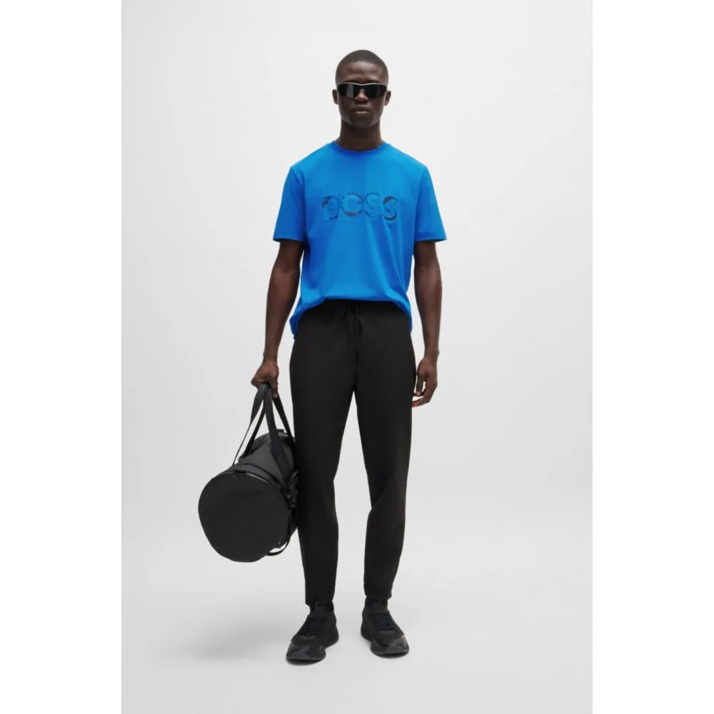 Stretch-cotton short-sleeved T-shirt with logo artwork