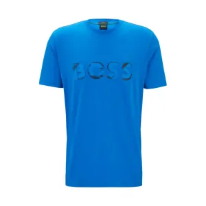 Stretch-cotton short-sleeved T-shirt with logo artwork