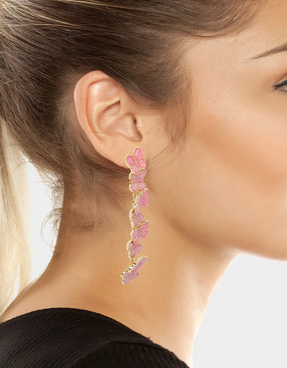 SWEETHEART SWOON BUTTERFLY LINEAR EARRINGS PINK Betsey Johnson