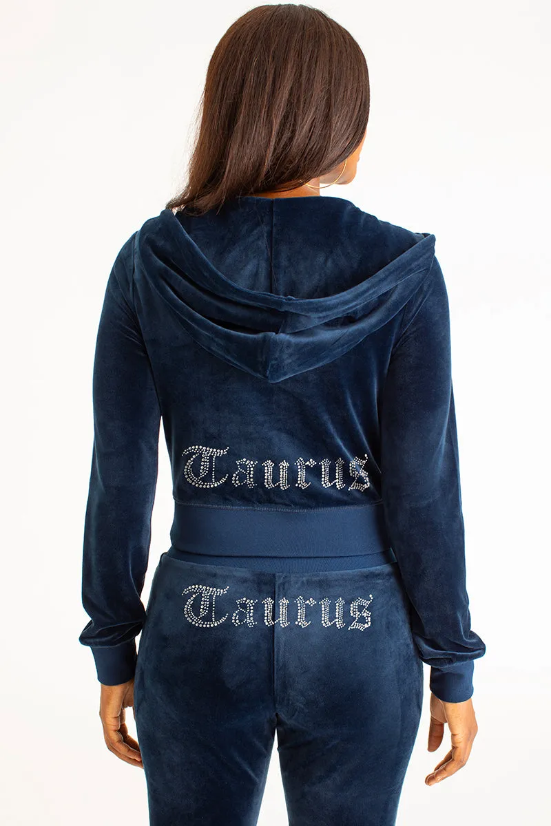 Taurus Customizable Big Bling Velour Hoodie Juicy Couture