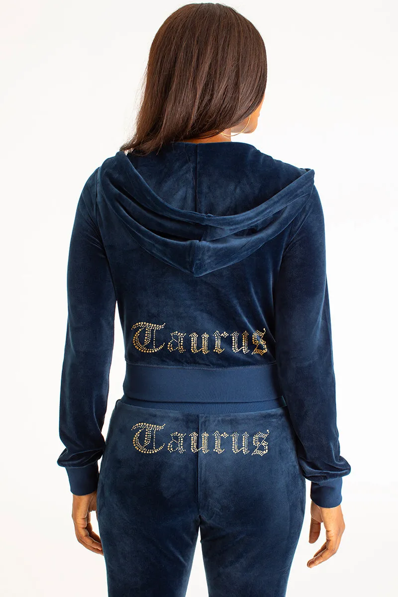 Taurus Customizable Big Bling Velour Hoodie Juicy Couture