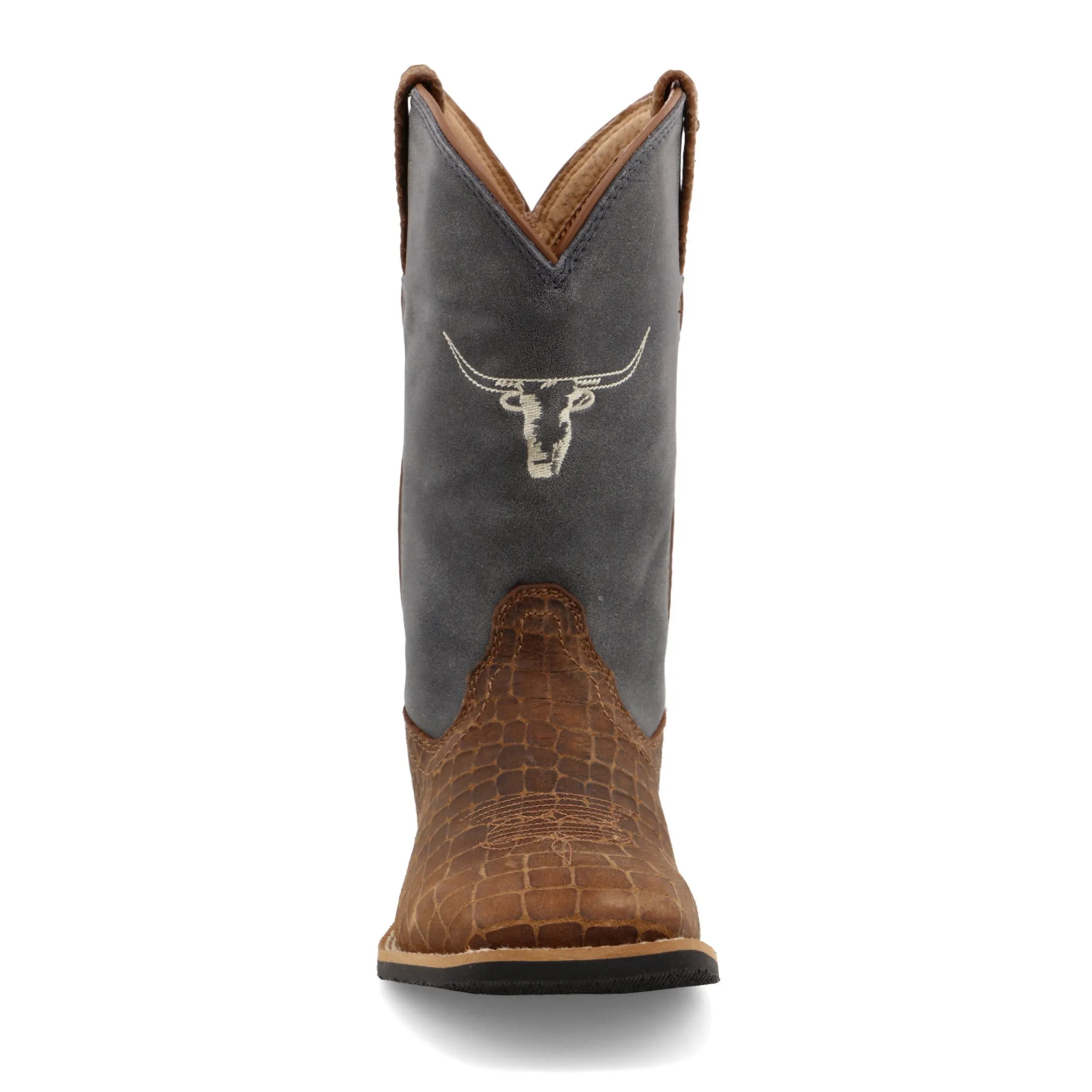 Twisted X Kids Chocolate and Dusty Blue Square Toe Boots