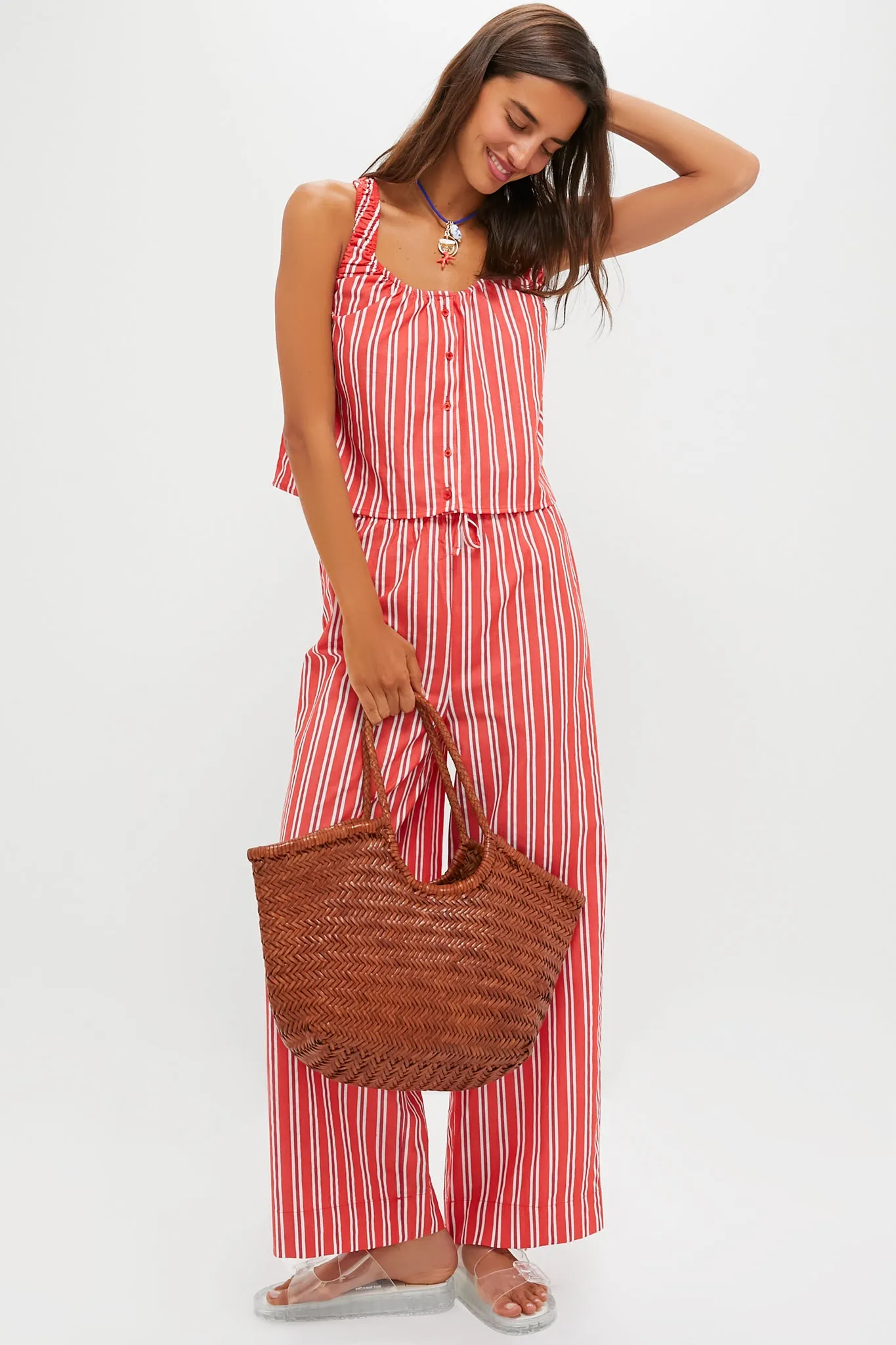 Vibrant Red Stripe Scoop Neck Cami