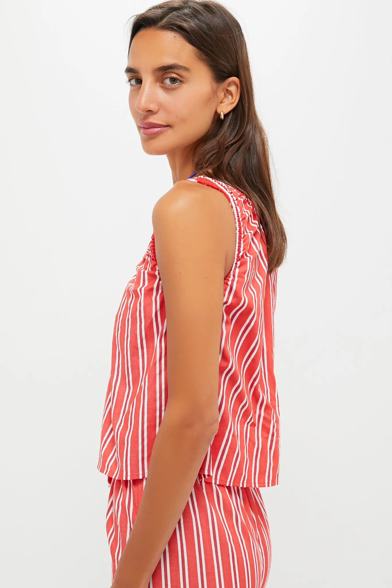 Vibrant Red Stripe Scoop Neck Cami