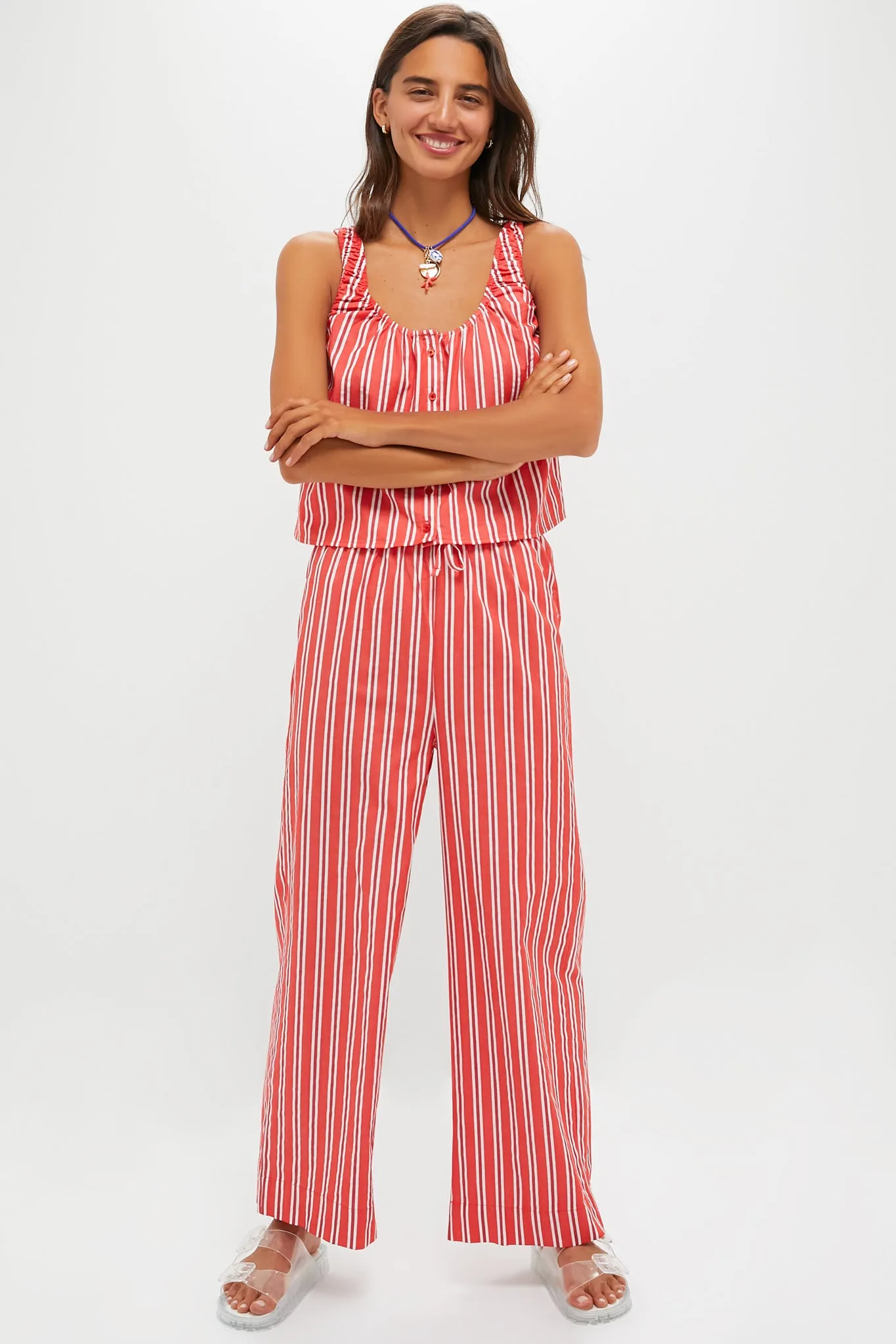Vibrant Red Stripe Scoop Neck Cami