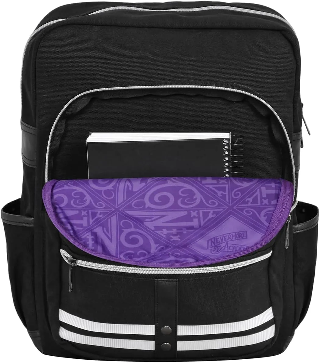 Wednesday Retro-Inspired Varsity-Oxford Backpack, Black (06146)