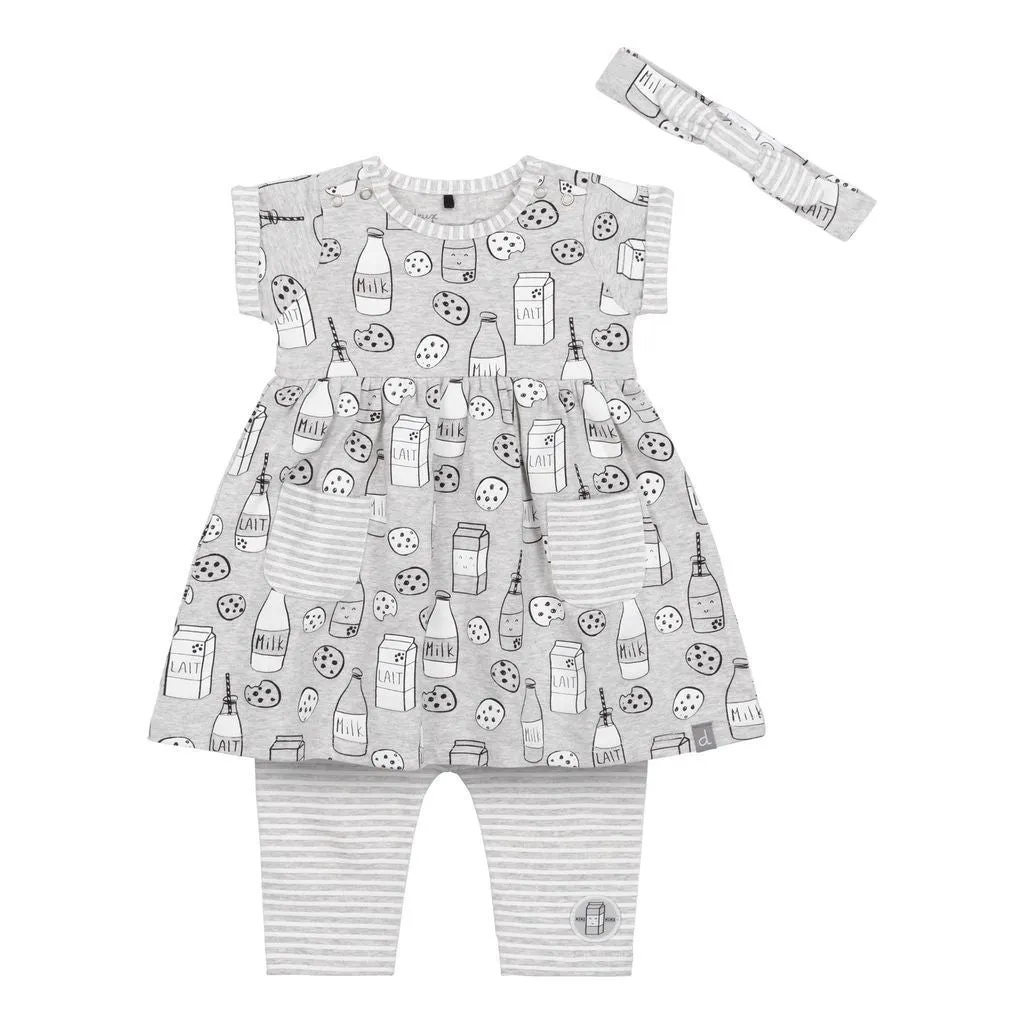 WHITE "MILKY TUMMY" DRESS & CAPRI LEGGING SET