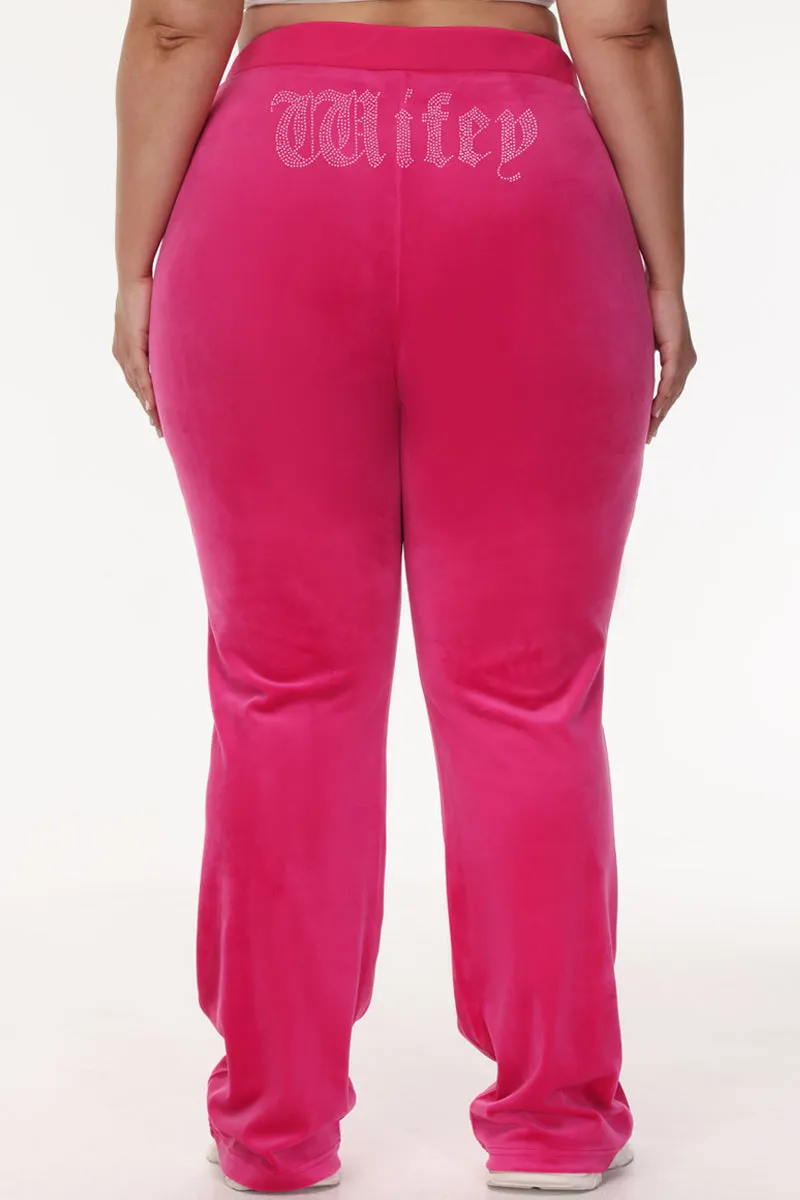 Wifey Customizable Big Bling Velour Track Pants Juicy Couture