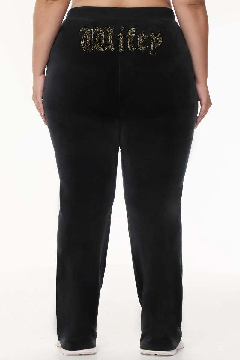 Wifey Customizable Big Bling Velour Track Pants Juicy Couture
