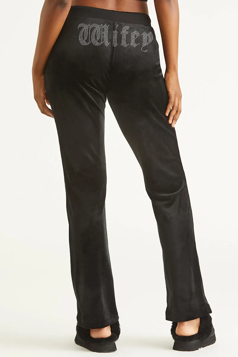 Wifey Customizable Big Bling Velour Track Pants Juicy Couture