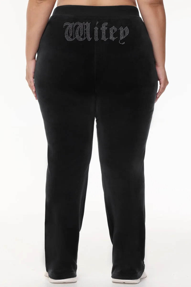 Wifey Customizable Big Bling Velour Track Pants Juicy Couture