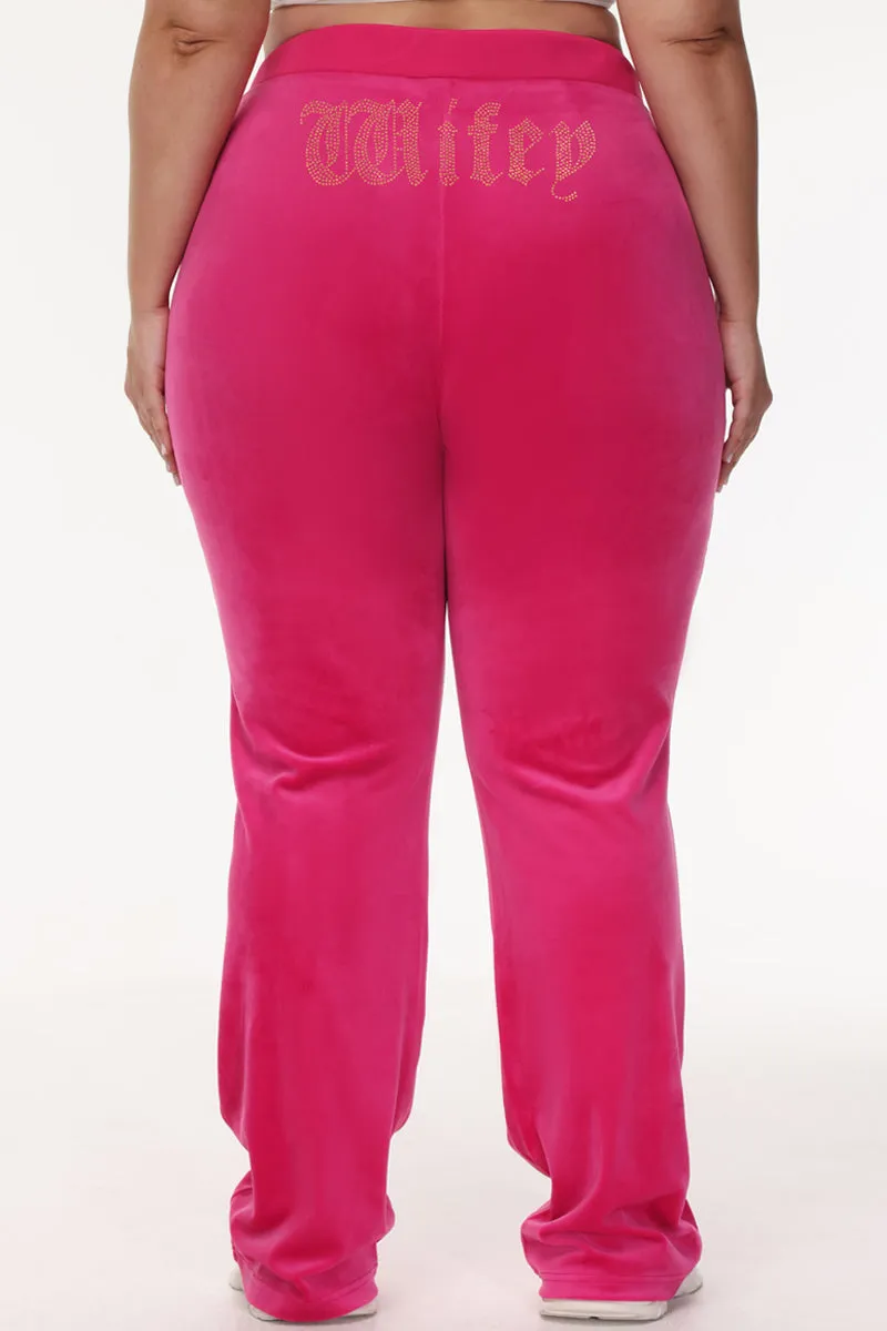 Wifey Customizable Big Bling Velour Track Pants Juicy Couture