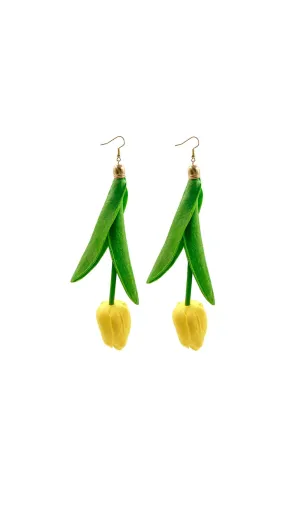 YELLOW FLOWER ALLOY PLASTIC EARRINGS Gloria Lanvin